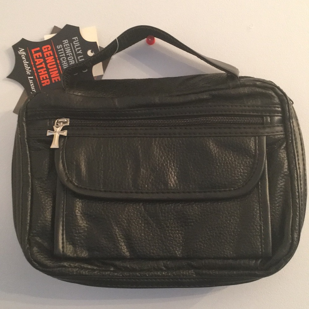 Embassy Black Pebbled Leather Cosmetics Bag NWT